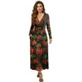 thumbnail image 1 of FKELYI Autumn Leaf Print Womens Fall Maxi Dress V-Neck Long Sleeve Casual Dress with Pocket A-Line Flowy Tiered Dresses for Spring Winter, XL, 1 of 6