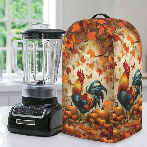 FKELYI Autumn Leaf Pumpkin Rooster Print Blender Dust Cover with Handle Anti Splash Water Resistant Blender Mixer Protector Covers for Kitchen Appliance Dustproof Cover