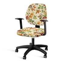 FKELYI Autumn Maple Leaf Print Office Chair Slipcover 2 Pcs Stretchable Swivel Computer Chair Cover Dustproof Armchair Protector for Backrest & Cushion Seat