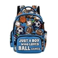 thumbnail image 1 of FKELYI Ball Games Blue Print Kids Backpack for Primary School Bookbag 17 Inch School Backpacks for Boys Girls Casual Daypack Lightweight Rucksack Knapsack, 1 of 7
