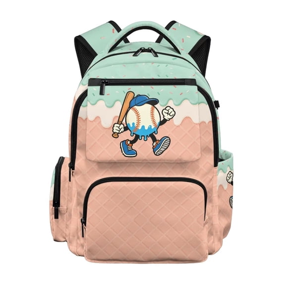 FKELYI Baseball Drip Print Kids Backpack 17 Inch Schoolbag Primary School Bookbag for Boys Girls Casual Daypack Travel Rucksack with Multi-Pockets for Elementary Student