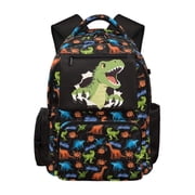 FKELYI Basketball Dinosaur Print 17 Inch School Backpack for Kids Schoolbag Primary School Daypack with Multi-Pockets Spacious Rucksack Bookbag for Children Knapsack