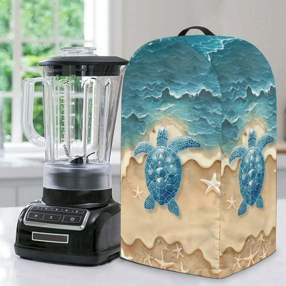 FKELYI Beach Starfish Turtle Print Blender Dust Cover with Handle Anti Splash Water Resistant Blender Mixer Protector Covers for Kitchen Appliance Dustproof Cover