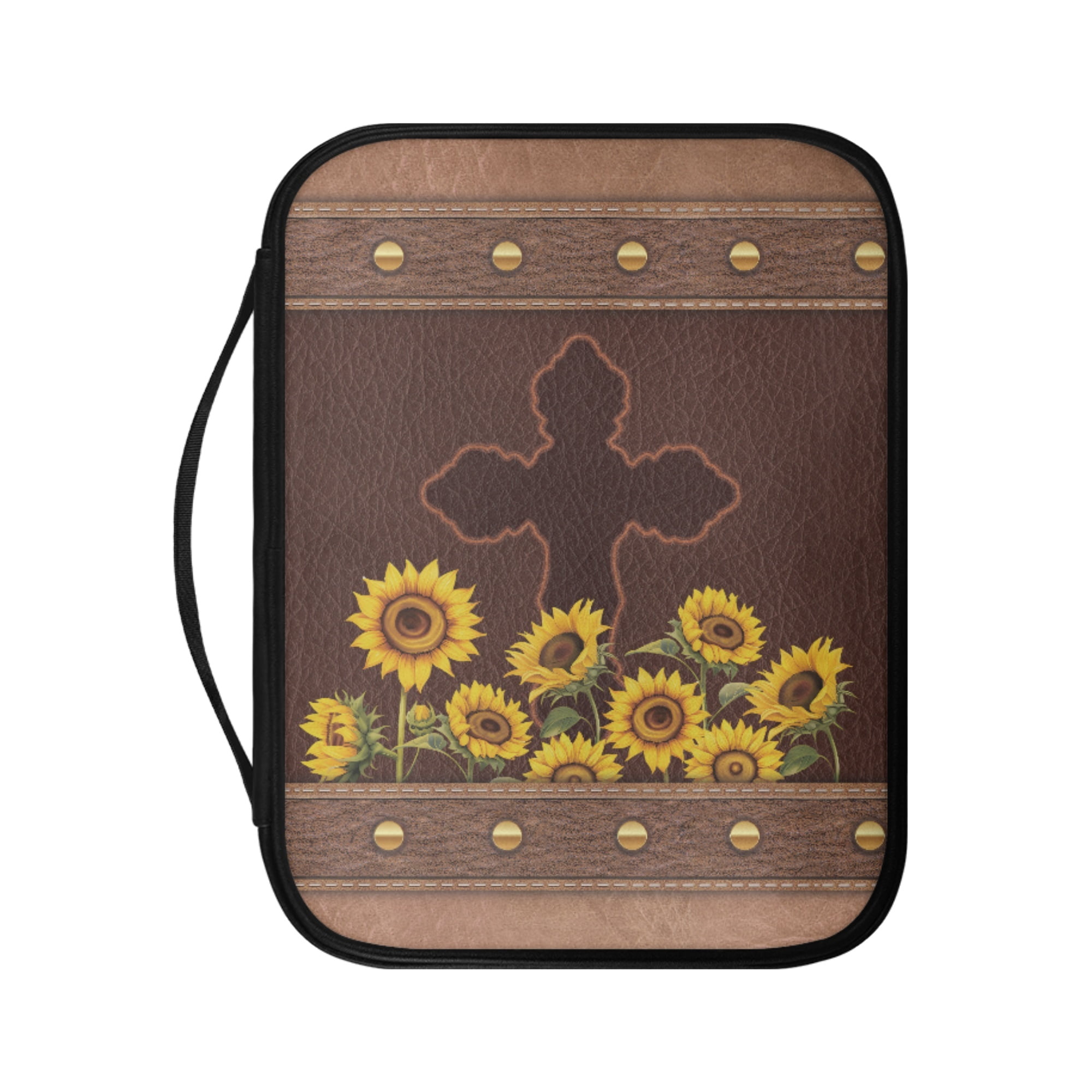 FKELYI Bible Cover with Handle Faux Leather Bible Carrier Case Brown ...