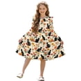 thumbnail image 1 of FKELYI Black Cat Flower Print Ruffle Twirly Dress for Girl Long Sleeve Crew Neck Casual Dress for Party Holiday Spring Fall Playwear for 3-14 Y Girls, 3-4 Y, 1 of 6