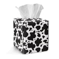 thumbnail image 1 of FKELYI Black Cow Print Tissue Box Cover Squared Tissue Holder Home Accessories PU Leather Tissue Holder Organizer Snap Button Design Modern Decor, 1 of 7