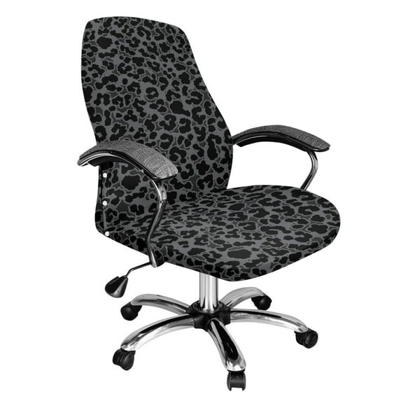 FKELYI Black Leopard Print Office Chair Cover Rotating Swivel Chair Slipcover for Armchair Washable Gaming Chair Covers Boss Chair Protective Cover for Home Decor, Small