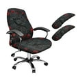 thumbnail image 1 of FKELYI Black Raven Red Rose Print 3 Pcs Set Office Chair Cover with Armrest Covers Anti-Dust High Back Swivel Boss Chair Slipcover Gaming Armchair Protector, Large, 1 of 6