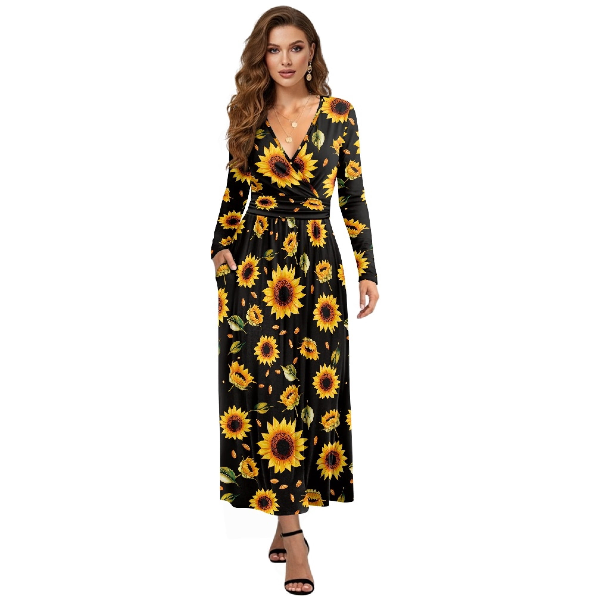 black sunflower maxi dress black sunflower maxi dress Spring Summer Sunflower Maxi Dress JEXIE