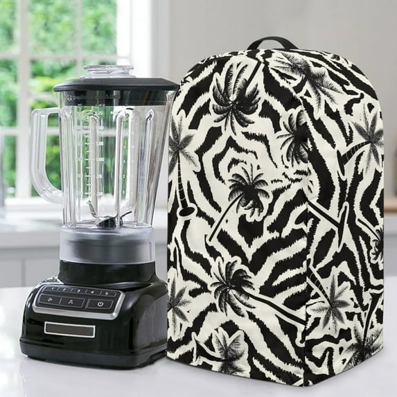 FKELYI Black Zebra Palm Tree Print Blender Dust Cover with Handle Anti Splash Water Resistant Blender Mixer Protector Covers for Kitchen Appliance Dustproof Cover