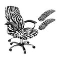 thumbnail image 1 of FKELYI Black Zebra Print Office Chair Slipcover with 2 Pcs Stretchable Armrest Covers High Back Swivel Boss Chair Protector Cover Anti-Dust Armchair Decor, Small, 1 of 6