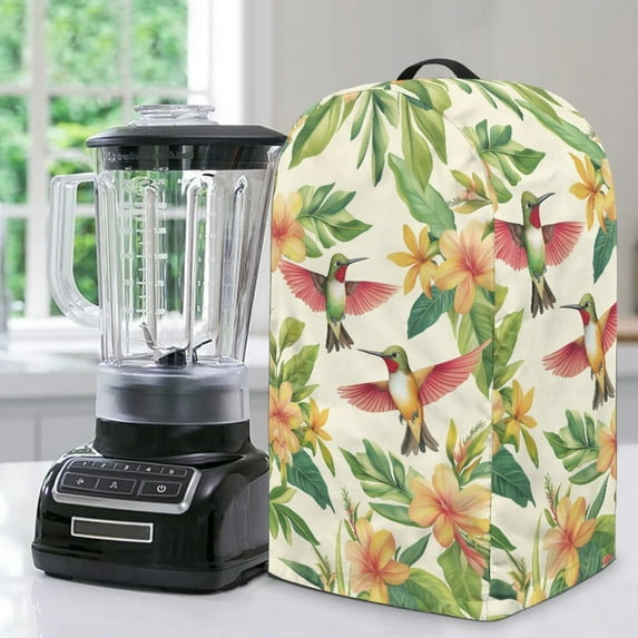 FKELYI Blender Dust Cover Anti Fingerprint Blender Dustproof Cover with Handle Food Processors Protective Covers for Kitchen Appliance, Hummingbird Yellow Flower Print