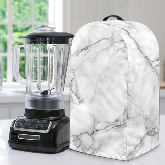 FKELYI Blender Dust Cover with Handle Anti Splash Water Resistant Blender Mixer Protector Covers for Kitchen Appliance Marble White Print Dustproof Cover