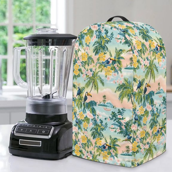 FKELYI Blender Dust Cover with Handle Palm Tree Floral Parrot Print Anti Splash Water Resistant Blender Mixer Protector Covers for Kitchen Appliance Dustproof Cover