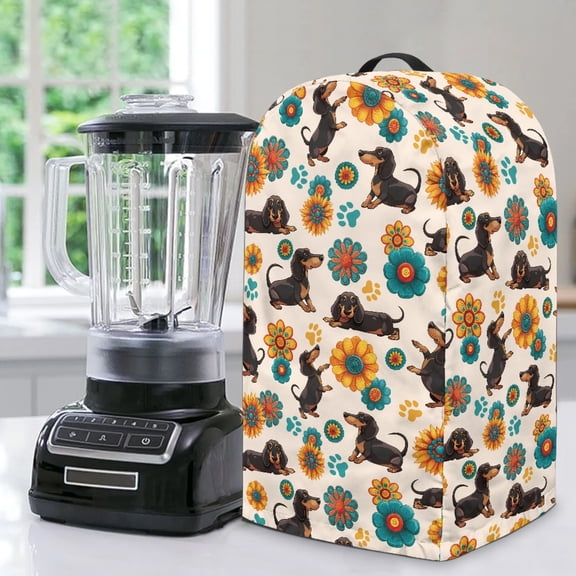 FKELYI Blender Dustproof Cover Food Processors Dust Cover Anti Splash Stand Mixer Appliance Coffee Maker Protector Covers with Handle, Dachshund Dog Bohemian Flower Print