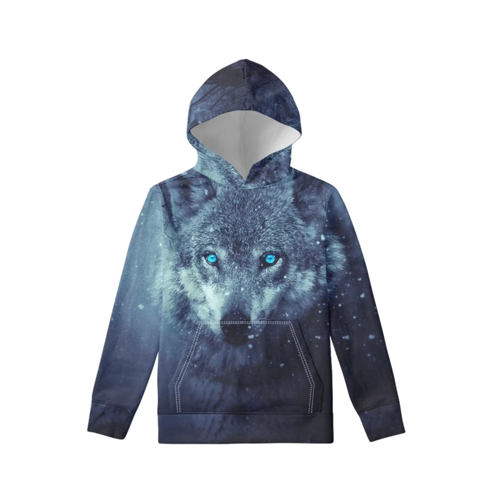 FKELYI Blue Eyes Wolf Kids Boys Hoodies Size 11 13 Years Durable