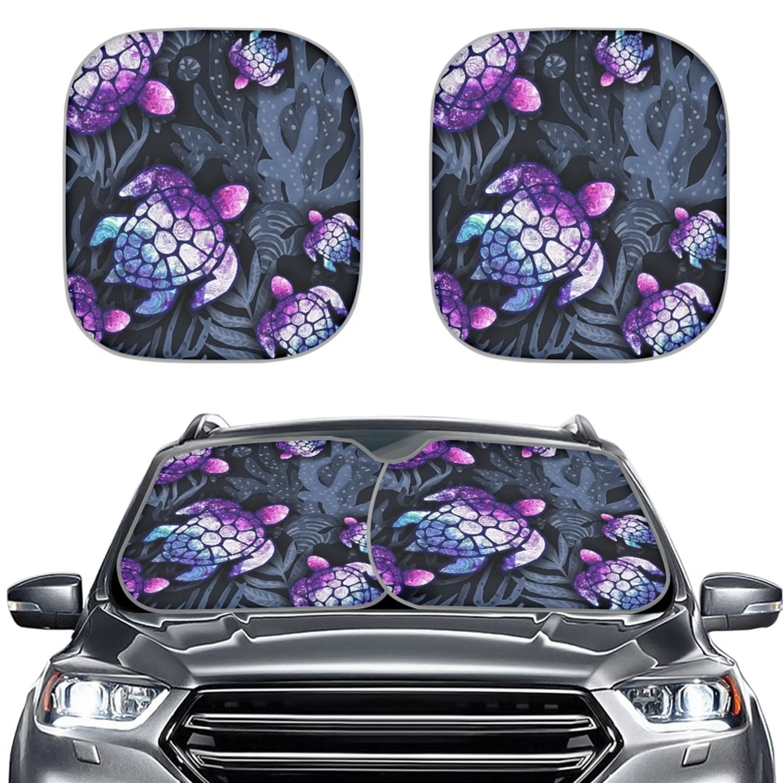 FKELYI Funny Auto Sun Shade Two Cats Driver Print Car Front Window