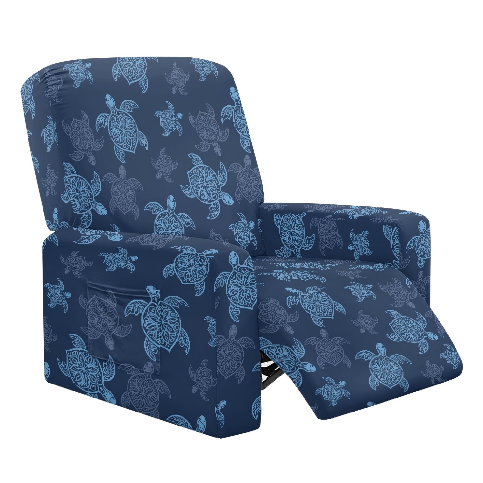 FKELYI Blue Sea Turtle Print Recliner Slipcover 4 Pcs Reclining Chair ...