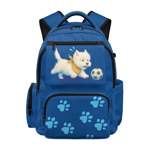 FKELYI Boys Schoolbag for Kids Backpack Spacious School Bookbag for Elementary Student Blue Yorkshire Dog Paw Print Lightweight Backpacks Casual Daypack Knapsack
