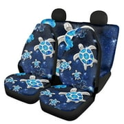 FKELYI Breathable Car Bucket Seat Cover Stretchy Protectors Set,Starry Sky Sea Turtle Cartoon 2pcs Front Car Backrest Covers & 2pcs Rear One-Piece Auto Cushions,Universal Fit