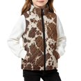 thumbnail image 1 of FKELYI Brown Cow Print Sleeveless Jacket Quilted Vest, 9-10Y, Sleeveless Jacket with Pockets, Full Zip, Warm Quilted Outwear, Fall Winter Cloth, Lightweight Coat, 1 of 7