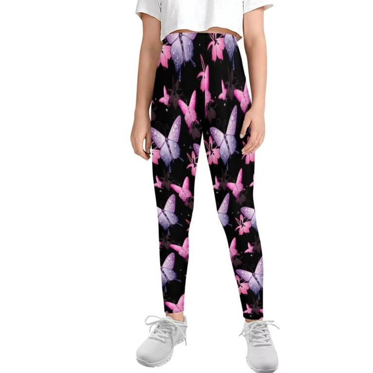 FKELYI Butterfly Girls Leggings Pink Size 12-13 Years Stretchy