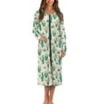 thumbnail image 1 of FKELYI Cactus Plants Grass Print Fall Zipper Front Robes Nightgownd Women's Sleepwear Dress with 2 Pockets Breathable Housecoat Soft Fabric Nightwear Dress Long Sleeve Loungewear, 3XL, 1 of 6