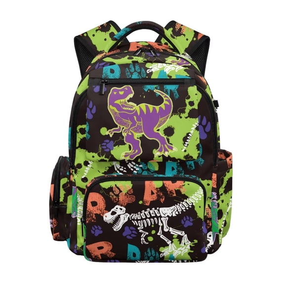 FKELYI Camo Dinosaur Skeleton Print Boys Backpack for Kids Schoolbag 17 Inch School Bookbag for Girls Casual Daypack Large Capacity Rucksack Travel Knapsack Bagpacks