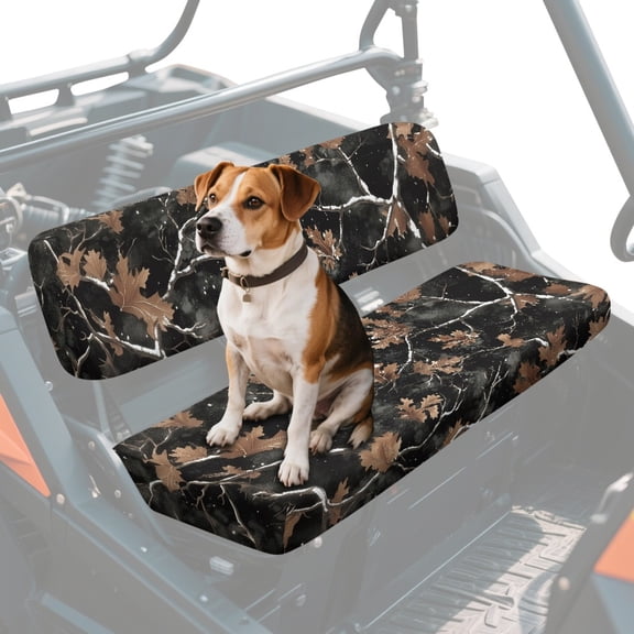 FKELYI Camo Leaf Print UTV Seat Covers Full Protection Anti-Dust Bench Seat Cover with Elastic Band Backrest Cover Waterproof Decor UTV Accessories