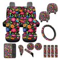 thumbnail image 1 of FKELYI Car Seat Covers with Steering Wheel Cover Hippie Flower Print Auto Center Console Pad Seat Belt Pads Head Rest Covers Gear Shift Cover Hanbrake Cover for Most Vehicle, 16 Pcs, 1 of 6