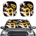 thumbnail image 1 of FKELYI Car Sun Shade Windshield Car Accessories 2 Pieces Washable Front Windshield Sunshade Cow Print Sunflower Auto Sunshade for Car Windshield, 1 of 5