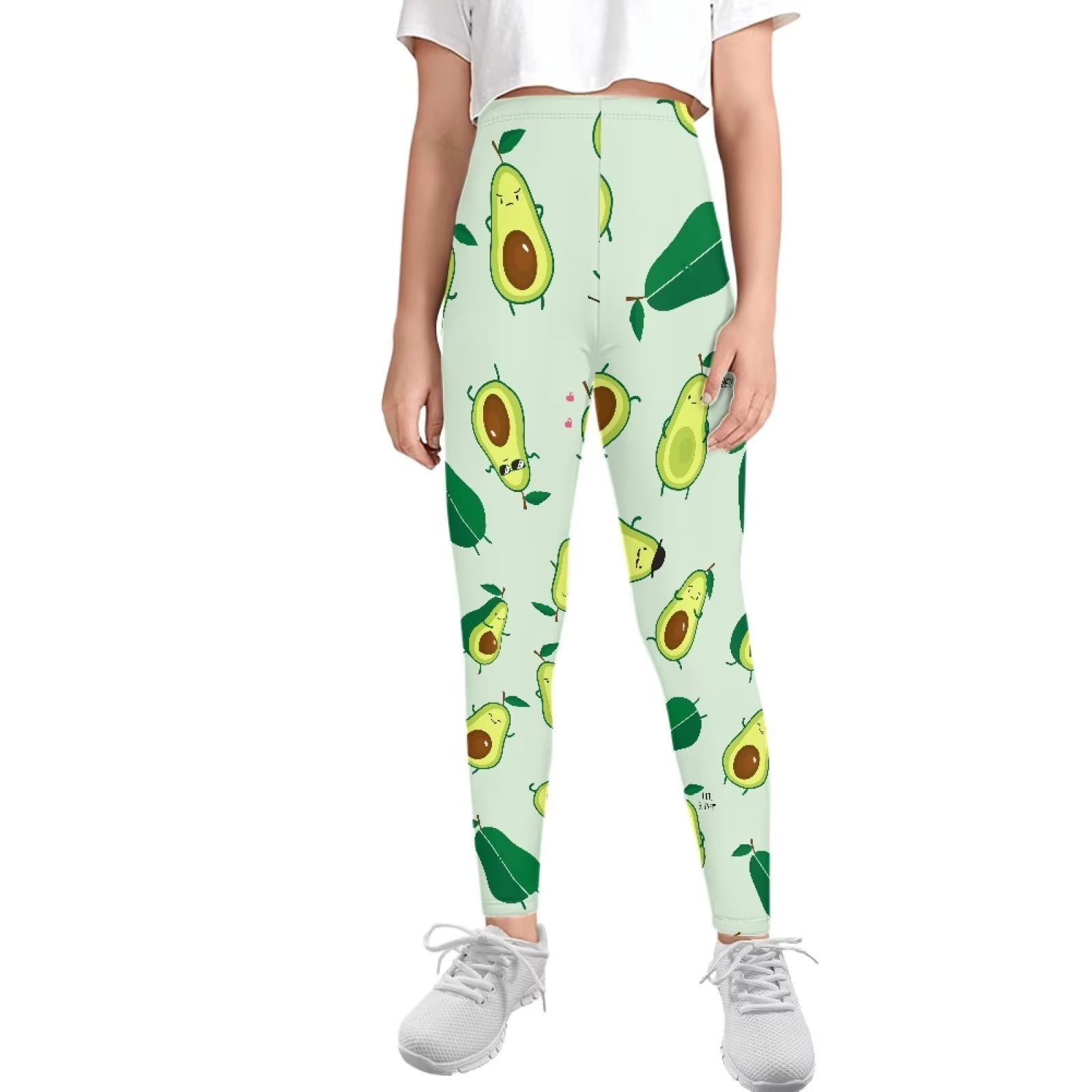 FKELYI Cartoon Avocado Kids Leggings Size 10-11 Years Comfy School Yoga  Pants High Waisted Yummy Control Soft Home Teen Girls Tights Cute