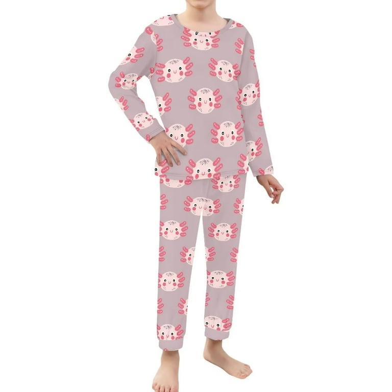 FKELYI Cartoon Axolotl Pjs Size 9 10 Years 2 Piece Comfy Home Long Sleeve Pajamas Elastic Vacation Nightwear for Kids Girls Walmart