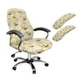 thumbnail image 1 of FKELYI Cartoon Bee Daisy Flower Print 3 Pcs Set Office Chair Cover with Armrest Cover Stretchable Swivel Gaming Chair Protector Dustproof Boss Armchair Decor, Large, 1 of 6