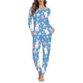thumbnail image 1 of FKELYI Cartoon Rabbit Pjs Size 4XL Comfy Long Sleeve Sleepwear Tops with Pants 2 Pieces Easter Eggs Casual Vacation Women Sleepwear Pajama Set, 1 of 4