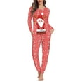 thumbnail image 1 of FKELYI Cartoon Santa Pajamas for Girls 2 PCS Casual Christmas Snowflake Long Sleeve Pj Comfortable Party Nightwear for Women Pajama Size L, 1 of 5