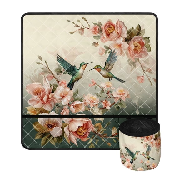 FKELYI Casual Sewing Machine Pad Sewing Machine Mat Non Slip Home Decoration Aesthetic Floral Hummingbird Sewing Machine Cover Pattern
