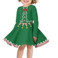 thumbnail image 1 of FKELYI Christmas ELF Santa Costume Long Sleeve Dress Breathable Girls Dresses Size 9-10 Years Party Dress Elastic Crew Neck Hoilday Dresses for Girls, 1 of 4