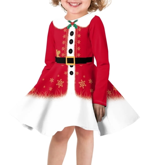 FKELYI Christmas Santa ELF Costume Long Sleeve Dresses Size 15-16 Durable Girls Swing Dress Long Sleeve Breathable Girls Long Sleeve Dress Fall