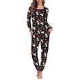 thumbnail image 1 of FKELYI Christmas Snowman Pj for Girls Size M Polyester Xmas Candy Cane Women Pajamas Set of 2 Loose Pajamas Top and Pants with Pockets, 1 of 5