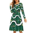 thumbnail image 1 of FKELYI Christmas Tree Lights Women Dresses Stretchy Crew Neck Swing Party Dress Soft Formal Christmas Dresses for Women Size 4XL Green, 1 of 4