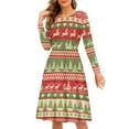 thumbnail image 1 of FKELYI Christmas Women Dresses Size L Comfy Cute Reindeer Print Women's Wear to Work Dresses Midi Xmas Casual Midi Length Dress, 1 of 4