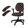 thumbnail image 1 of FKELYI Colorful Dog Paw Print Desk Chair Cover Stretch Fabric Office Chair Slipcover with Anti-Dust Armrest Covers Armchair Protector Cover for Backrest & Cushion Seat, 1 of 7