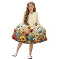 thumbnail image 1 of FKELYI Colorgul Flower Print Girls Crew Neck Dress A-Line Tiered Swing Dress Ruffle Long Sleeve Fall Sundress Midi Playwear for Party Birthday, 7-8 Y, 1 of 6