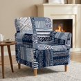 thumbnail image 1 of FKELYI Couch Sofa Cover Stretch Armchair Slipcover with Elastic Bottom Blue Bohemian Geometric Print Soft Furniture Protector Decor for Living Room Home Office, 1 of 7