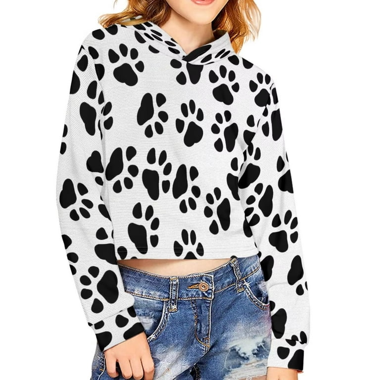 Cow print cropped hoodie sales