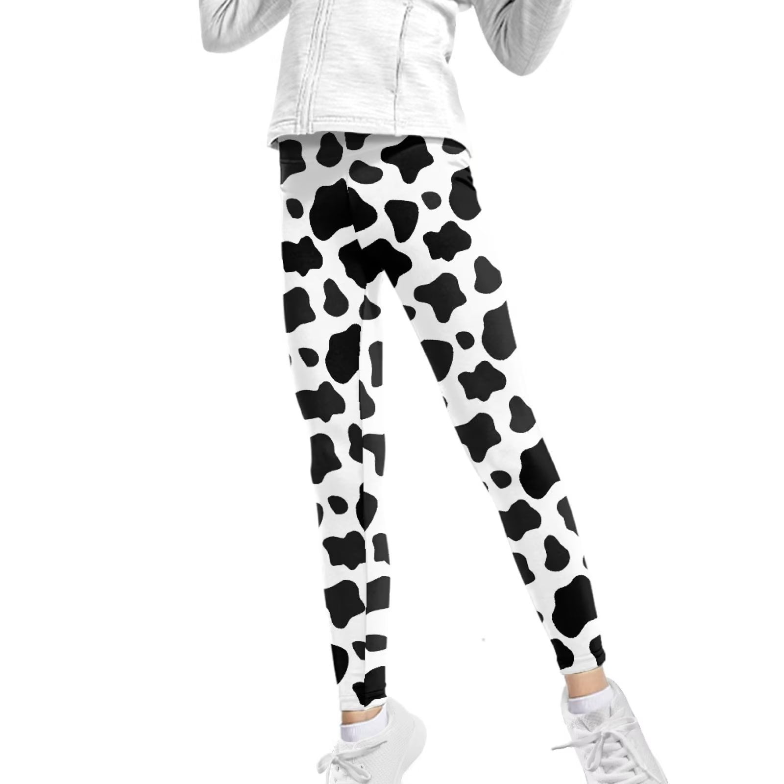 FKELYI Cow Print Cute Kids Leggings Size 10-11 Years Comfortable Walking  Little Girls Tights Leisure Vacation High Waisted Yoga Pants