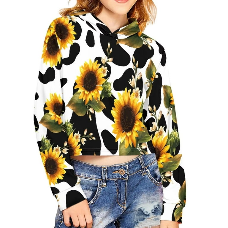 Sunflower print hoodie new arrivals
