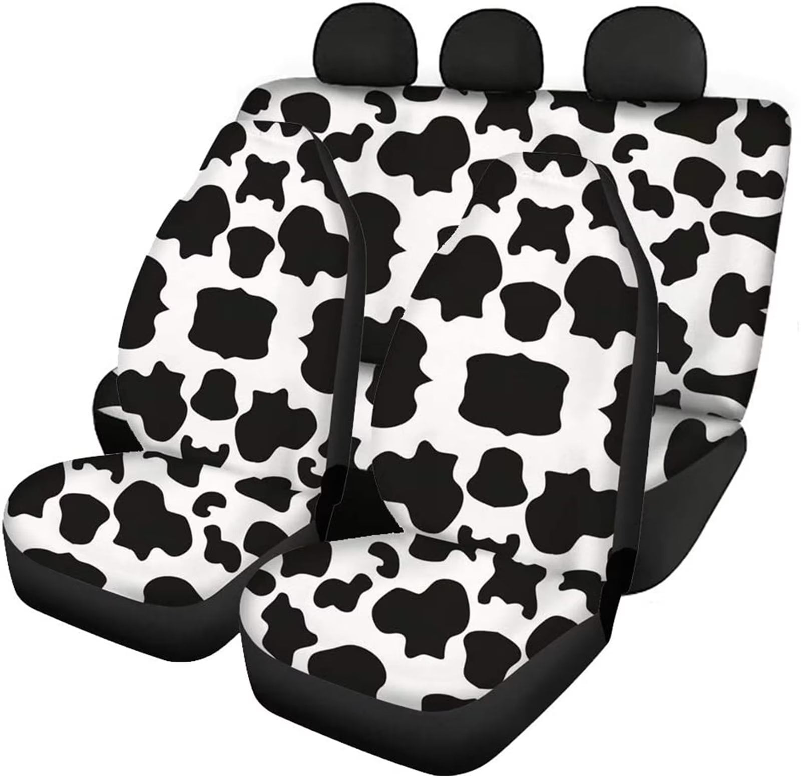 FKELYI Cute Car Seat Covers Set of 4pcs Cow Print,Stretchy Soft