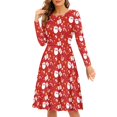 thumbnail image 1 of FKELYI Cute Christmas Santa Women Dresses Cute Reindeer A Line Skater Casual Twirly Dress Loose Women Formal Dresses with Sleeves Size XL, 1 of 4